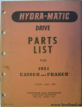 1951 Kaiser Frazer Hydra-Matic Parts List