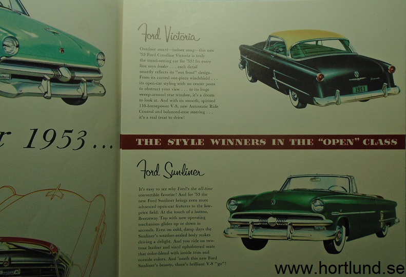 1953 Ford Victoria & Sunliner broschyr - 3