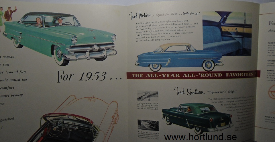 1953 Ford Victoria & Sunliner broschyr - 2