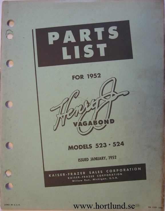 1952 Henry J Vagabond Parts List
