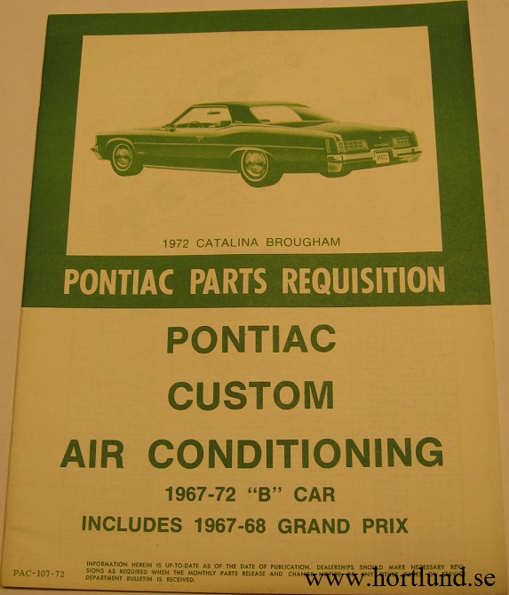 1967 - 1972 Pontiac Parts Requisition AC B-body & GP