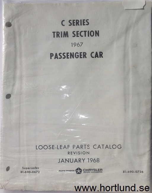 1967 Mopar reservdelskatalog inredning