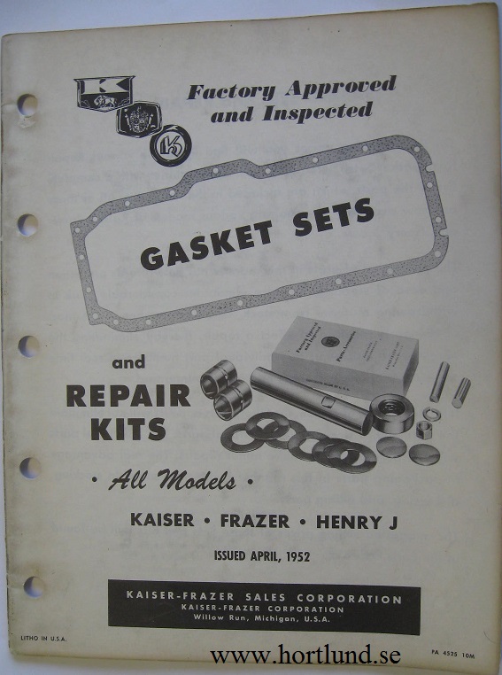 1947 - 1952 Kaiser Frazer Henry J Gasket sets and Repair kits