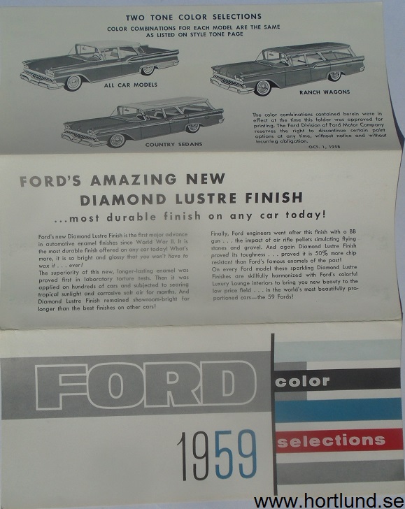 1959 Ford broschyr Color Selections - 3