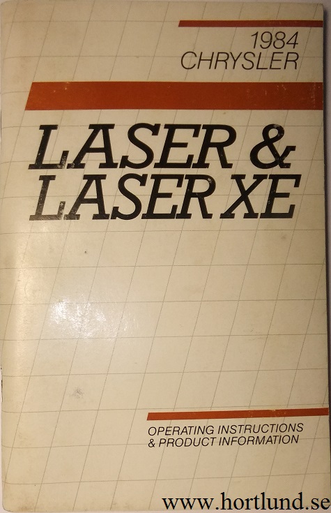 1984 Chrysler Laser & Laser XE Operating Instructions