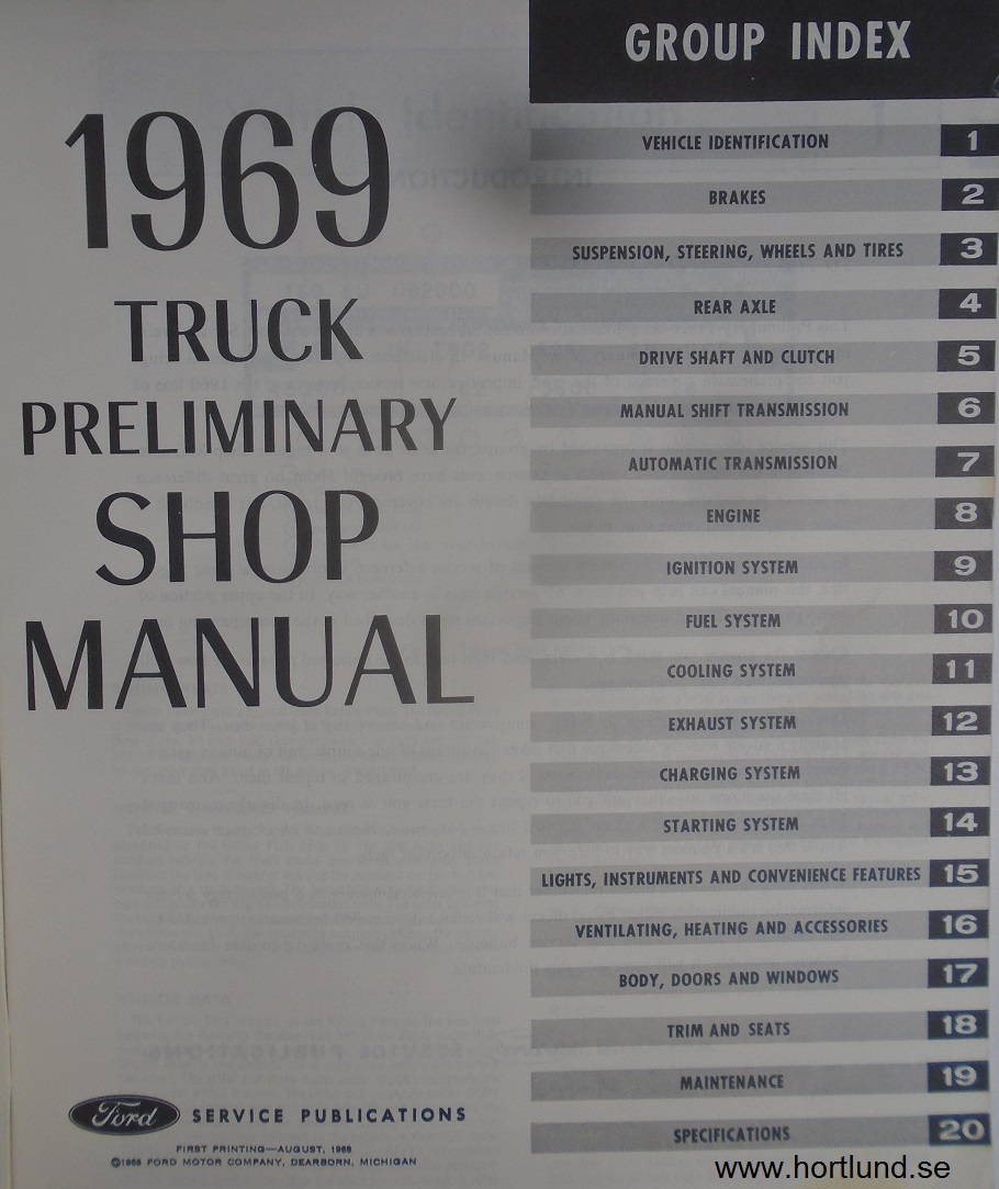 1969 Ford Truck Preliminary Shop Manual - 2
