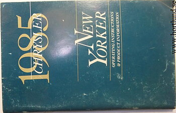 1985 Chrysler New Yorker Operating Instructions