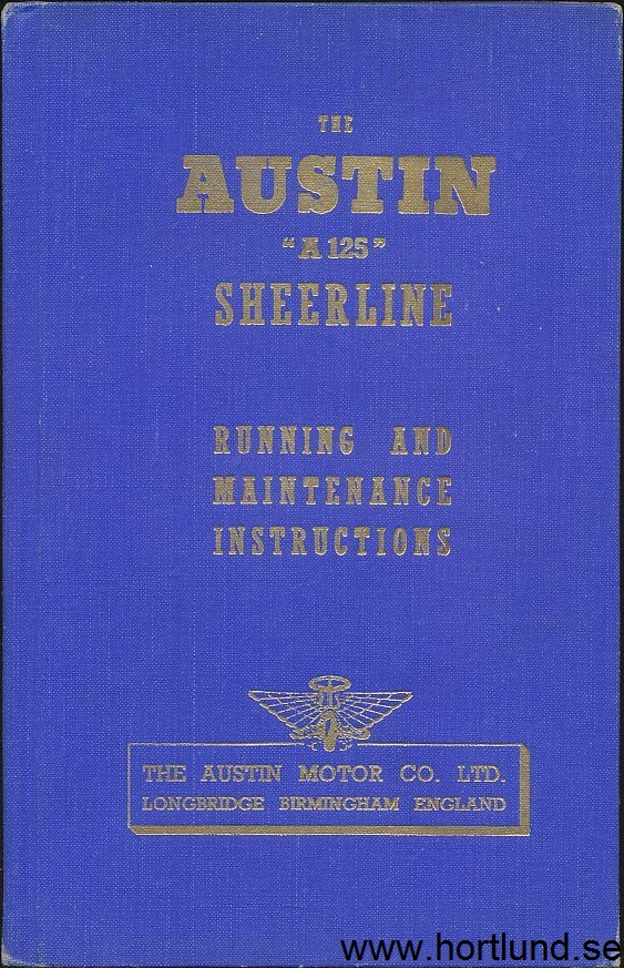 1950 Austin A125 Sheerline Running and Maintenance Instructions