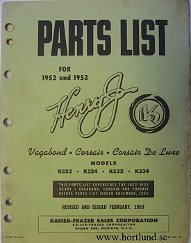 1952 - 1953 Henry J Parts List