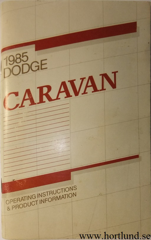 1985 Dodge Caravan Operating Instructions