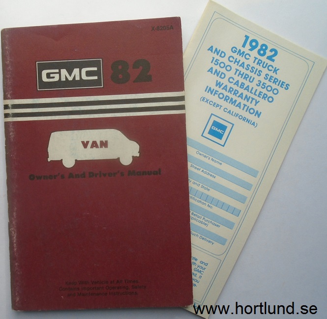 1982 GMC Van Owner's And Driver's Manual