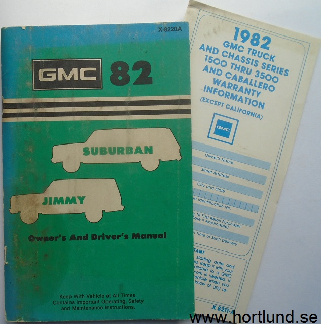 1982 GMC Suburban & Jimmy Owner's And Driver's Manual