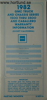1982 GMC 1500-3500 and Caballero Truck Warranty Information