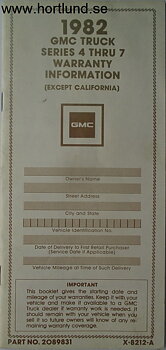 1982 GMC Series 4 - 7 Truck Warranty Information