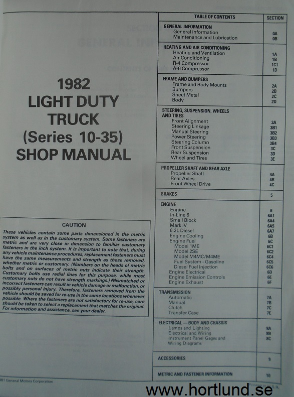 1982 GMC Light Trucks Service Manual - 2