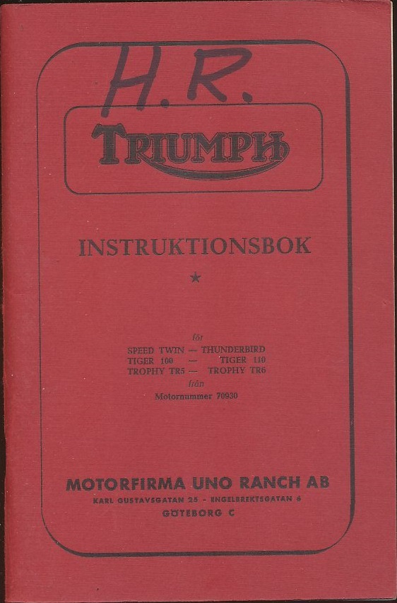 1958 Triumph Instruktionsbok svensk