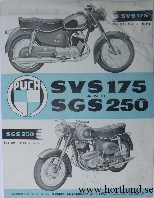 1957 Puch SVS 175 och SGS 250 broschyr