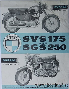 1957 Puch SVS 175 och SGS 250 broschyr