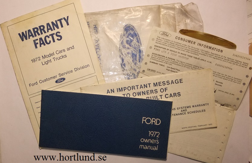 1972 Ford full size Owners Manual