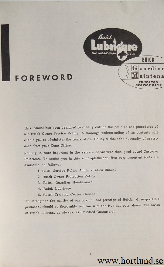 1960 Buick Service Policy Administration Manual - 2