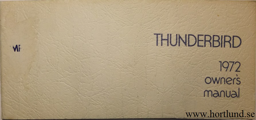 1972 Ford Thunderbird Owners Manual