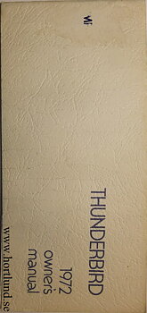1972 Ford Thunderbird Owners Manual