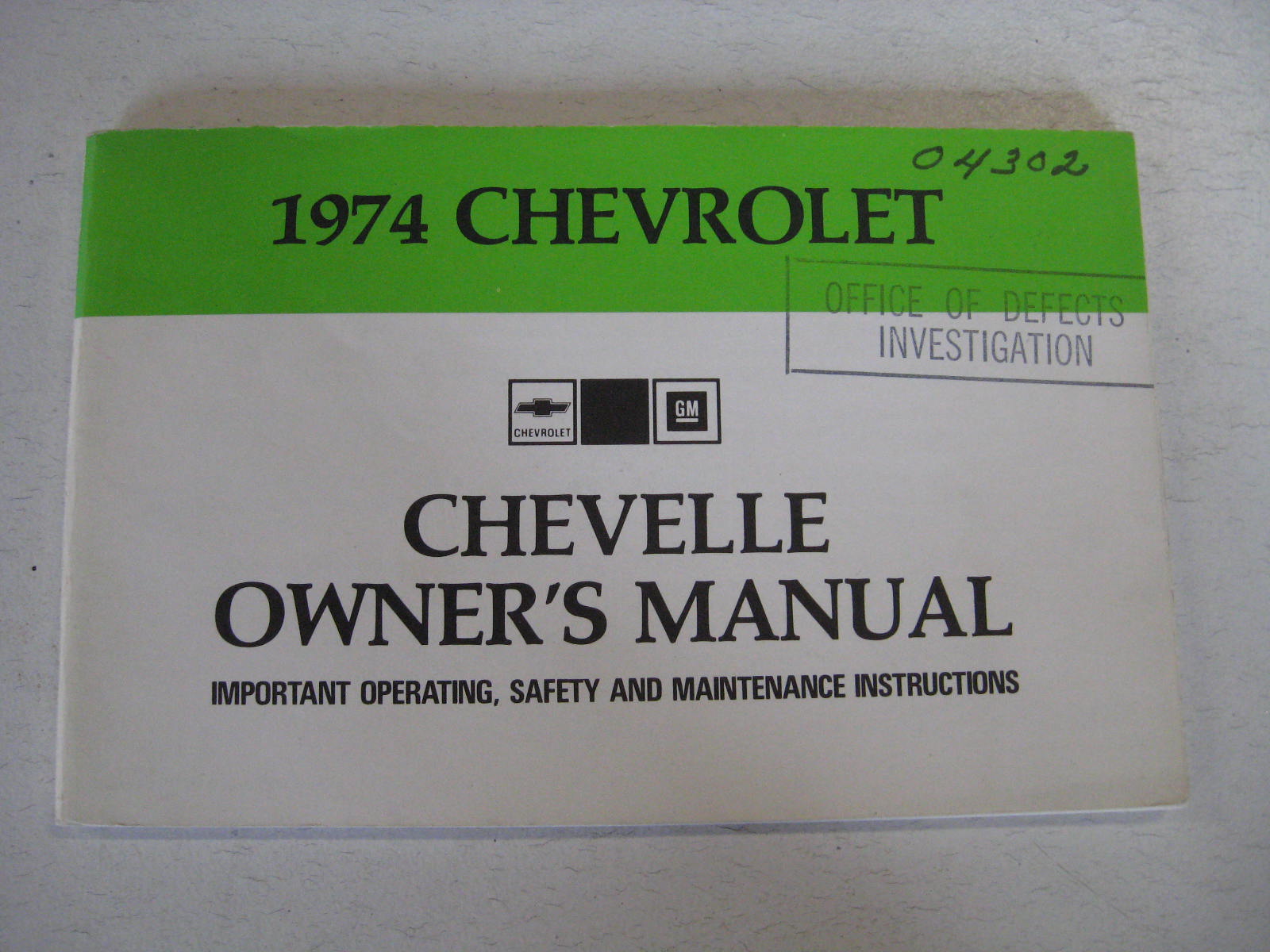 1974 Chevrolet Chevelle & El Camino Owners Manual