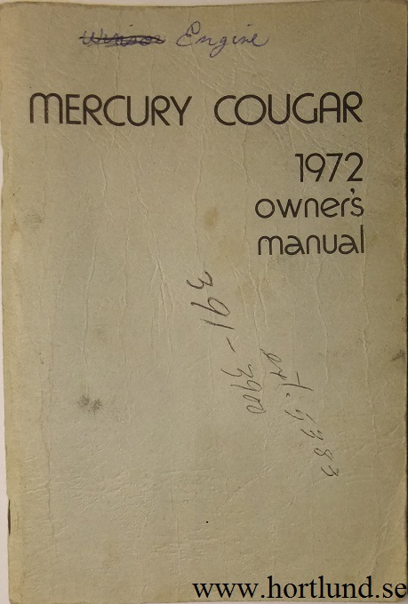 1972 Mercury Cougar Owners Manual