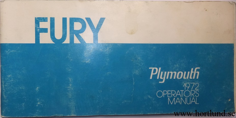 1972 Plymouth Fury Operators  Manual