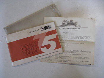 1975 Chevrolet Chevelle Owners Manual + begagnat köpekvitto