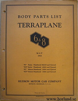 1933 Terraplane 6&8 Body Parts List