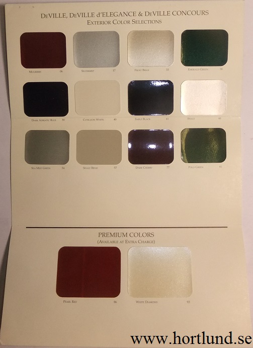 1997 Cadillac DeVille Exterior Color Selections - 2