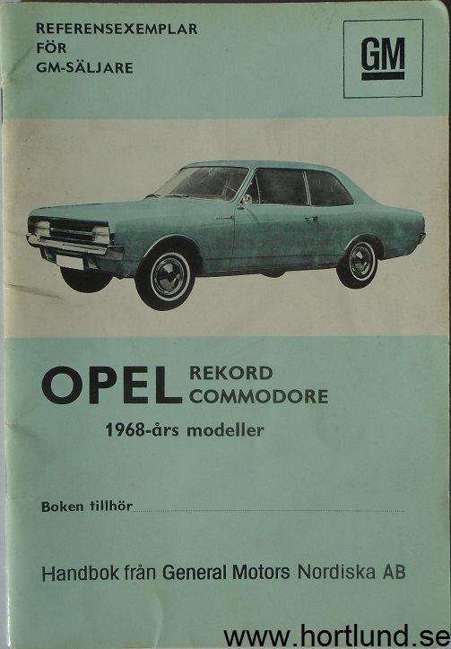 1968 Opel Rekord och Commodore Handbok ref.ex.