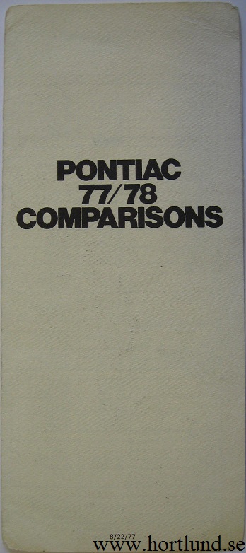 1978 Pontiac 77/78 Comparisons