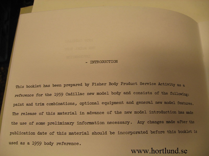 1959 Cadillac Body Information - 2