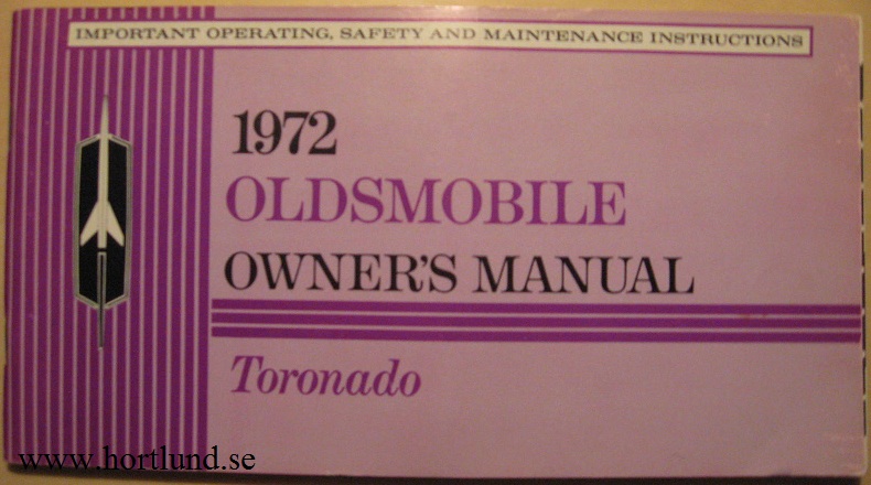 1972 Oldsmobile Toronado Owner's Manual