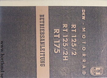 1956 DKW RT 125/2, RT 125/2H, RT 175 Instruktionsbok
