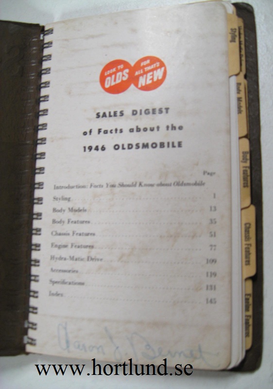 1946 Oldsmobile Sales Digest Data Book - 2
