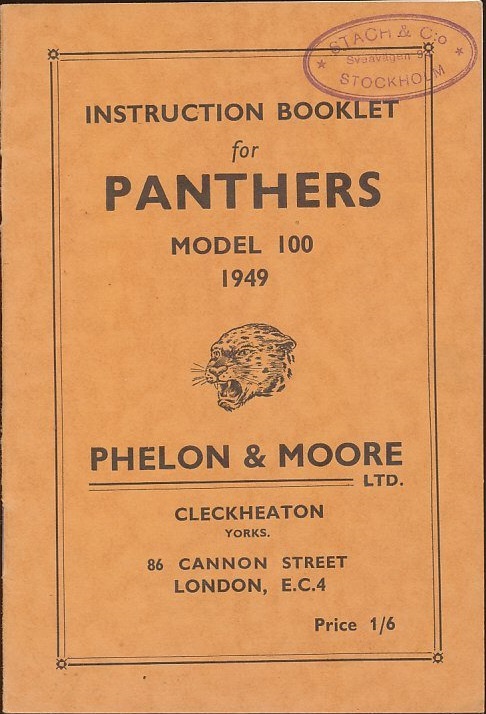1949 Panther Model 100 Instruction Booklet