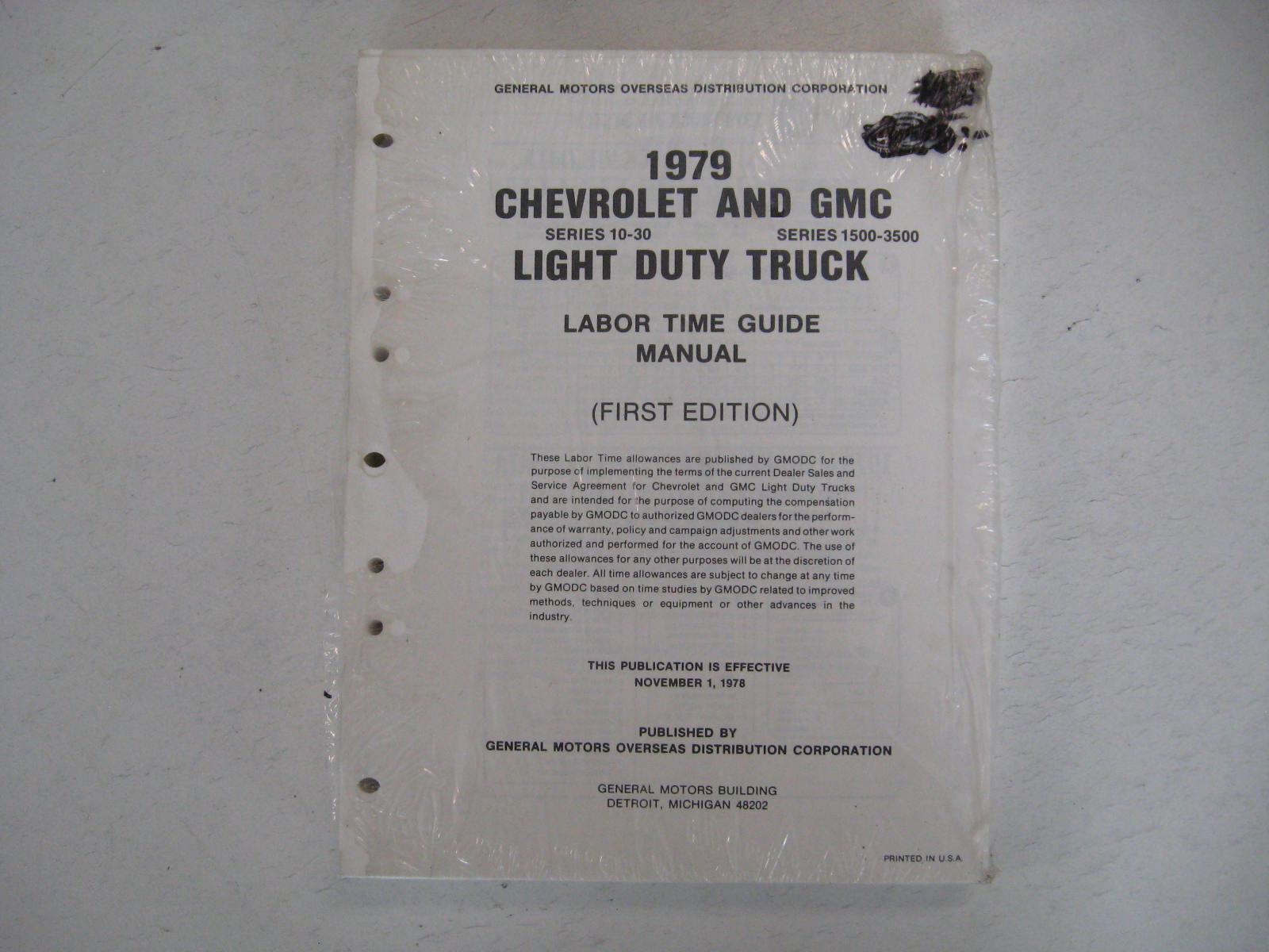 1979 Chevrolet LAbour Time Guide Manual Light Duty Truck