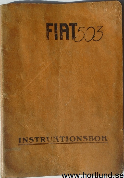 1926-1927 Fiat 503 Instruktionsbok