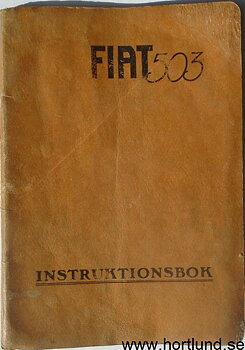 1926-1927 Fiat 503 Instruktionsbok