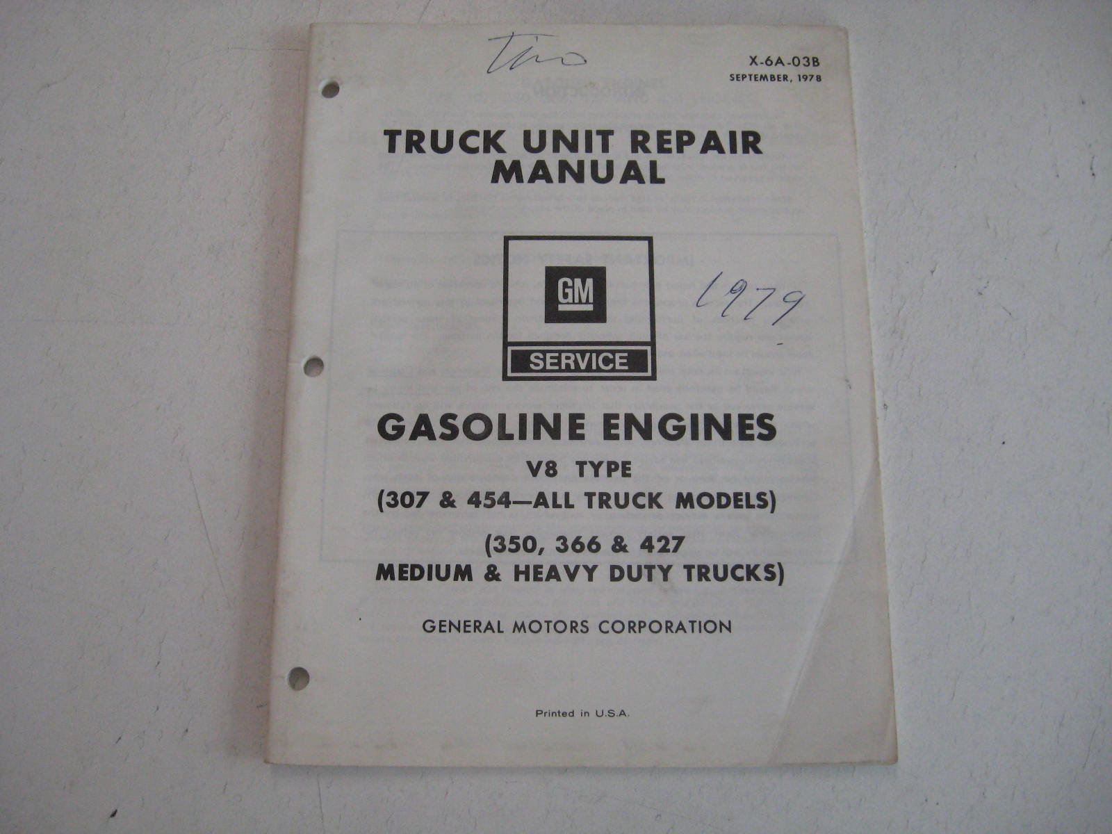 1979 Chevrolet Truck Unit Repair Manual Gasoline Engines V8 all types