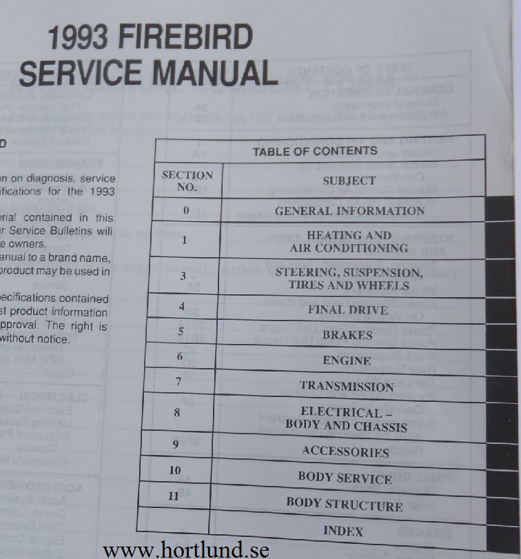 1993 Pontiac Firebird Service Manual - 2