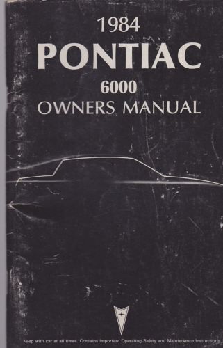 1984 Pontiac 6000 Owners Manual