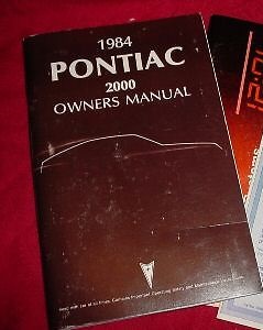 1984 Pontiac 2000 Owners Manual