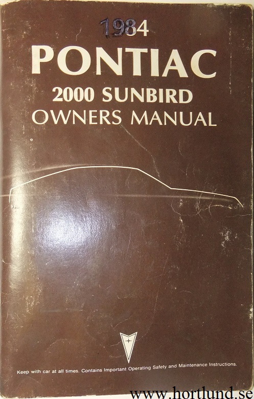 1984 Pontiac 2000 Sunbird Owners Manual