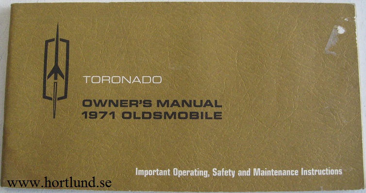 1971 Oldsmobile Toronado Owner's Manual