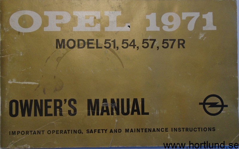 1971 Opel 1900 Ascona & Manta Owner's Manual