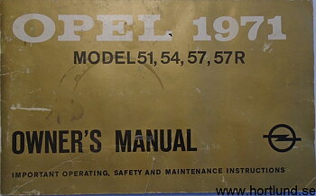 1971 Opel 1900 Ascona & Manta Owner's Manual